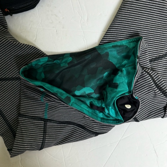 Lululemon Rebel Runner Crop Mini Stripe Ankle Zip Reflective High Waist Pockets - Picture 10 of 16